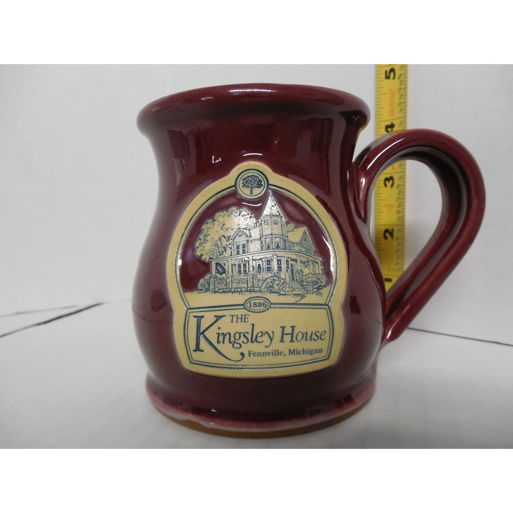 DENEEN Pottery The Kingsley House Fennville, Michigan 10 oz Maroon